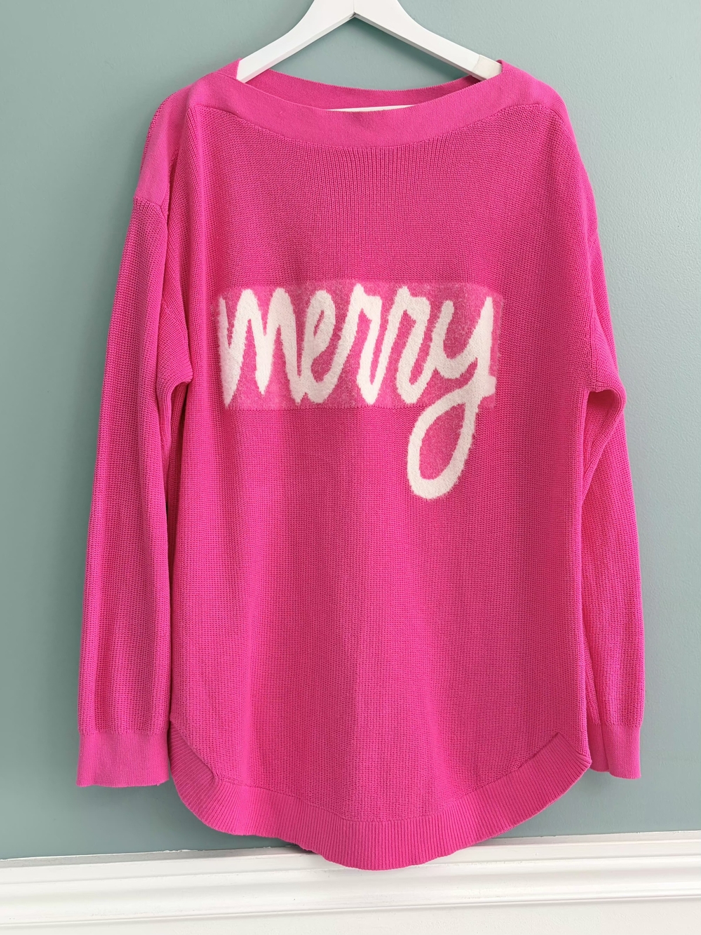 Astrologie Hot Pink Merry Eyelash Knit Oversized Tunic Sweater Dress XL